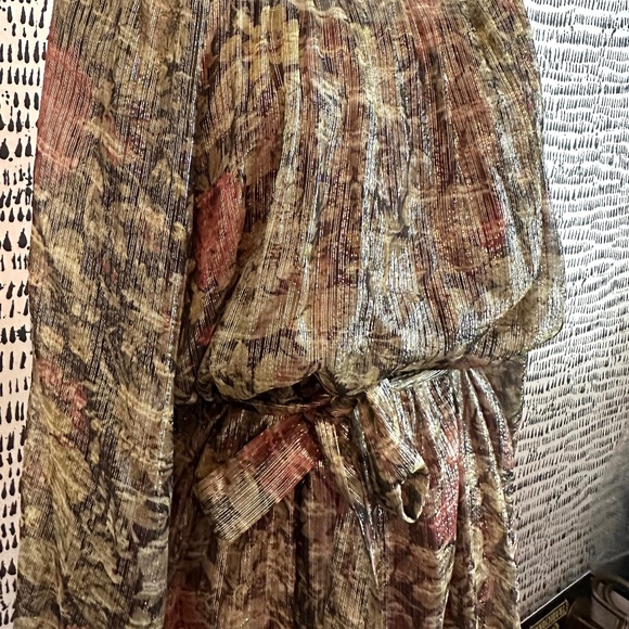 Mes Demoiselles Paris Silk Floral Metallic 'Paturage' Maxi Dress Size FR 38/US M - Picture 7 of 11